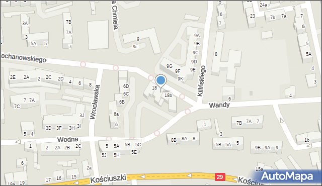 Słubice, Kochanowskiego Jana, 18a, mapa Słubice