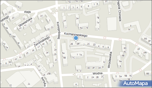 Słubice, Kochanowskiego Jana, 2G, mapa Słubice