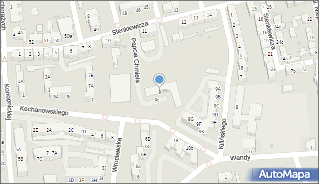 Słubice, Kochanowskiego Jana, 9, mapa Słubice