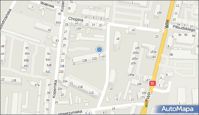 Słubice, Kopernika Mikołaja, 22E, mapa Słubice