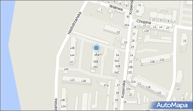 Słubice, Kopernika Mikołaja, 65A, mapa Słubice