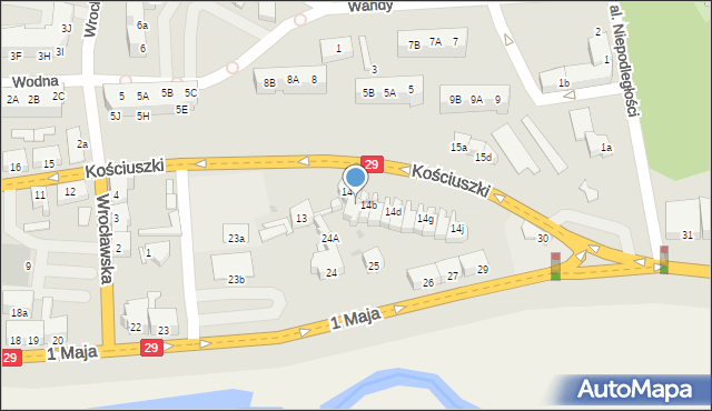 Słubice, Kościuszki Tadeusza, gen., 14a, mapa Słubice