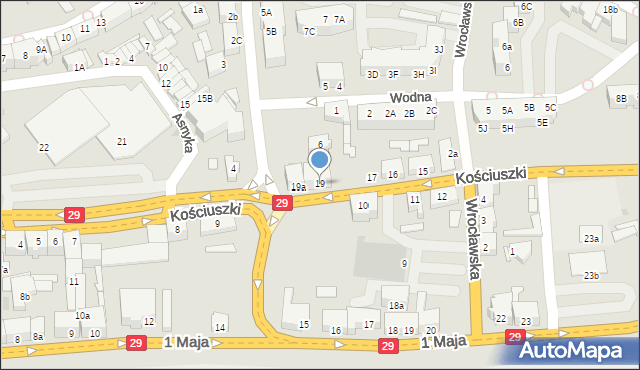 Słubice, Kościuszki Tadeusza, gen., 19, mapa Słubice