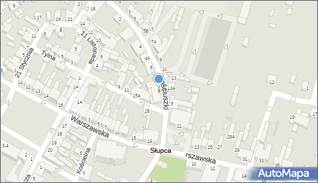 Słupca, Kościuszki Tadeusza, gen., 8, mapa Słupca