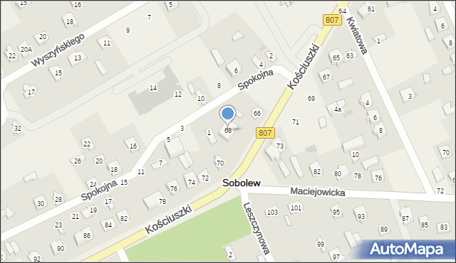 Sobolew, Kościuszki Tadeusza, gen., 68, mapa Sobolew
