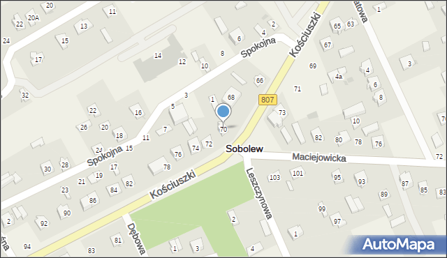 Sobolew, Kościuszki Tadeusza, gen., 70, mapa Sobolew