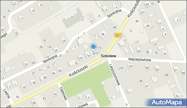Sobolew, Kościuszki Tadeusza, gen., 72, mapa Sobolew