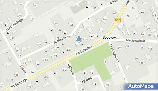 Sobolew, Kościuszki Tadeusza, gen., 80, mapa Sobolew