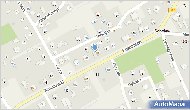 Sobolew, Kościuszki Tadeusza, gen., 88, mapa Sobolew