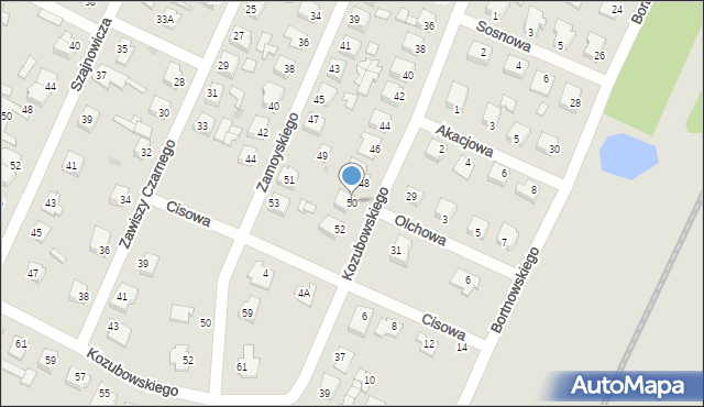 Sochaczew, Kozubowskiego Feliksa, mjr., 50, mapa Sochaczew