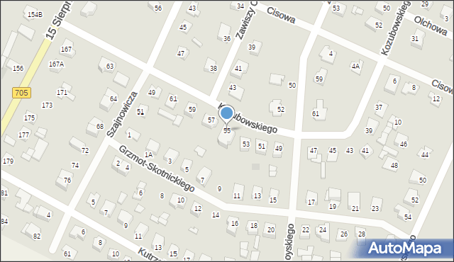 Sochaczew, Kozubowskiego Feliksa, mjr., 55, mapa Sochaczew