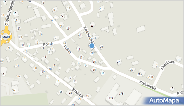 Sochocin, Kościuszki Tadeusza, gen., 28, mapa Sochocin