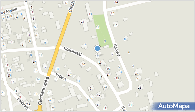 Sochocin, Kościuszki Tadeusza, gen., 9, mapa Sochocin