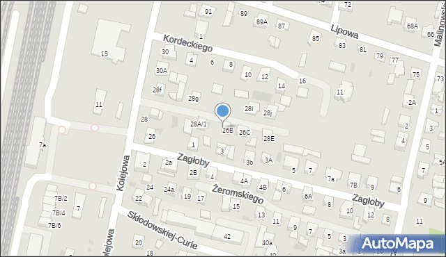 Sokołów Podlaski, Kolejowa, 28c, mapa Sokołów Podlaski