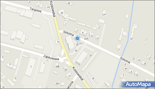 Sokołów Podlaski, Kosowska, 24, mapa Sokołów Podlaski