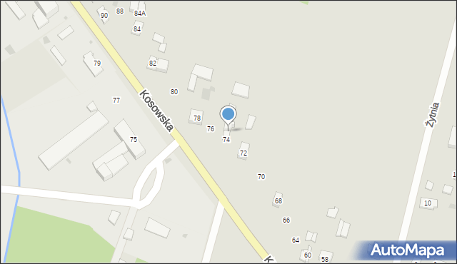 Sokołów Podlaski, Kosowska, 74a, mapa Sokołów Podlaski