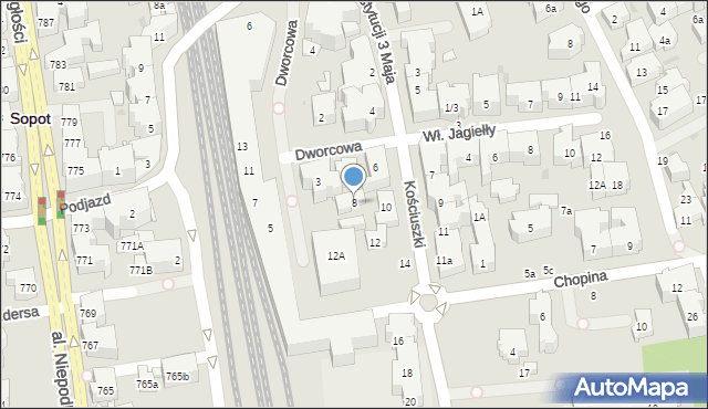 Sopot, Kościuszki Tadeusza, gen., 8, mapa Sopotu