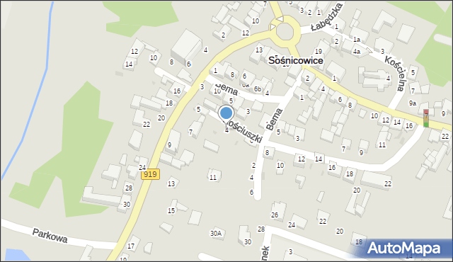 Sośnicowice, Kościuszki Tadeusza, gen., 4, mapa Sośnicowice