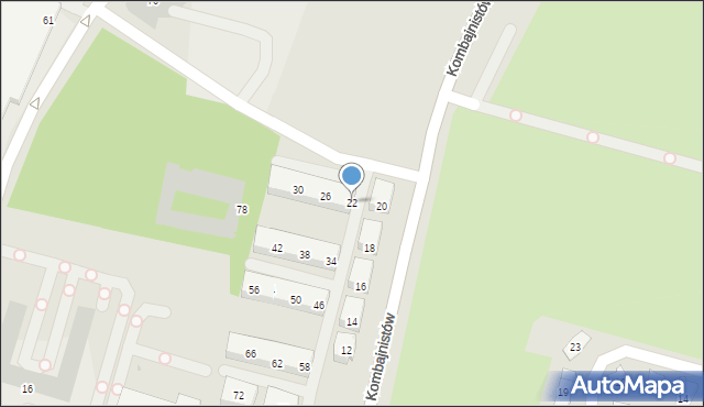 Sosnowiec, Kombajnistów, 22, mapa Sosnowca