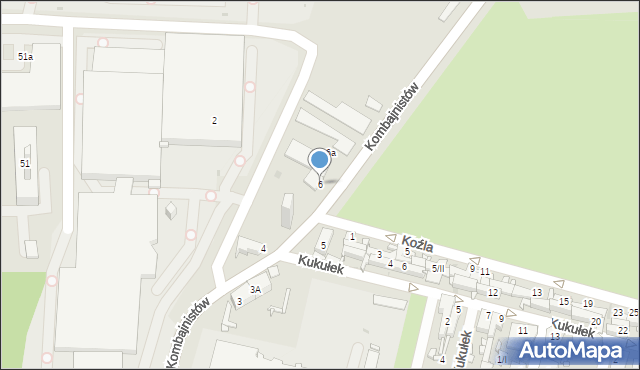 Sosnowiec, Kombajnistów, 6, mapa Sosnowca