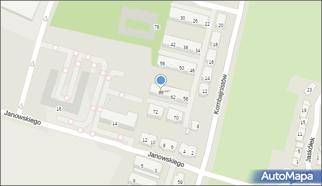 Sosnowiec, Kombajnistów, 66, mapa Sosnowca