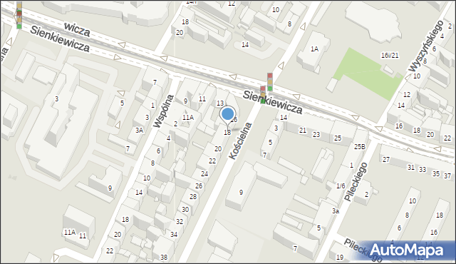 Sosnowiec, Kościelna, 18, mapa Sosnowca