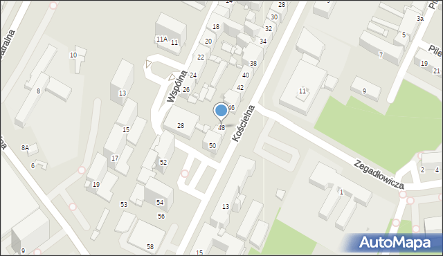 Sosnowiec, Kościelna, 48, mapa Sosnowca