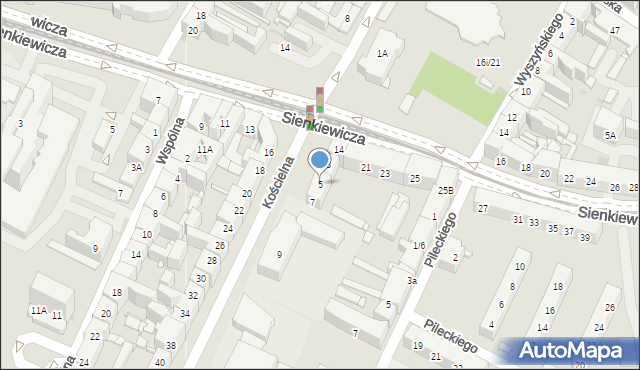 Sosnowiec, Kościelna, 5, mapa Sosnowca