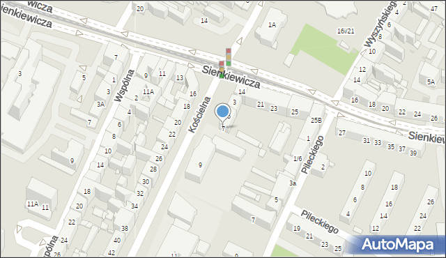 Sosnowiec, Kościelna, 7, mapa Sosnowca