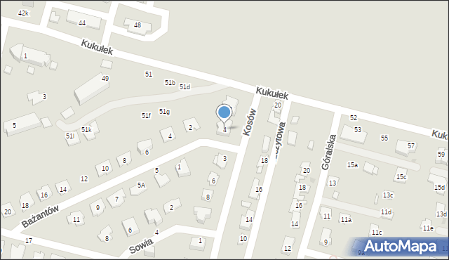 Sosnowiec, Kosów, 4, mapa Sosnowca