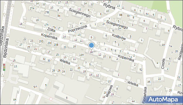 Sosnowiec, Kopernika Mikołaja, 14, mapa Sosnowca