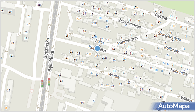 Sosnowiec, Kopernika Mikołaja, 20C, mapa Sosnowca