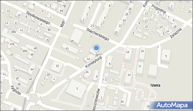 Sosnowiec, Konstytucji, 18, mapa Sosnowca