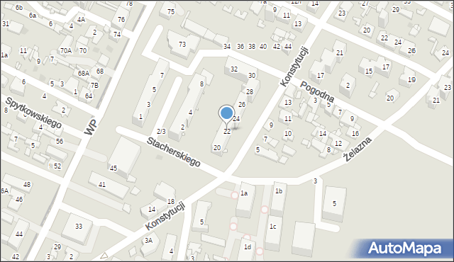Sosnowiec, Konstytucji, 22, mapa Sosnowca