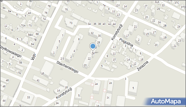 Sosnowiec, Konstytucji, 24, mapa Sosnowca