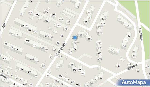 Sosnowiec, Konstytucji, 51, mapa Sosnowca