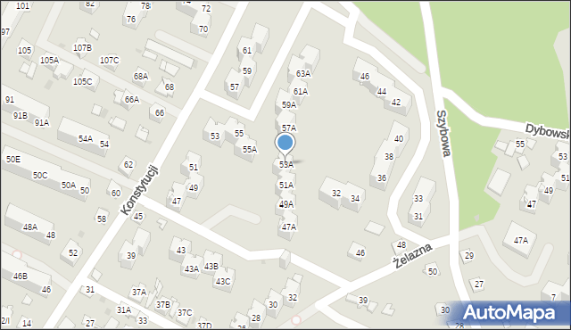 Sosnowiec, Konstytucji, 53A, mapa Sosnowca