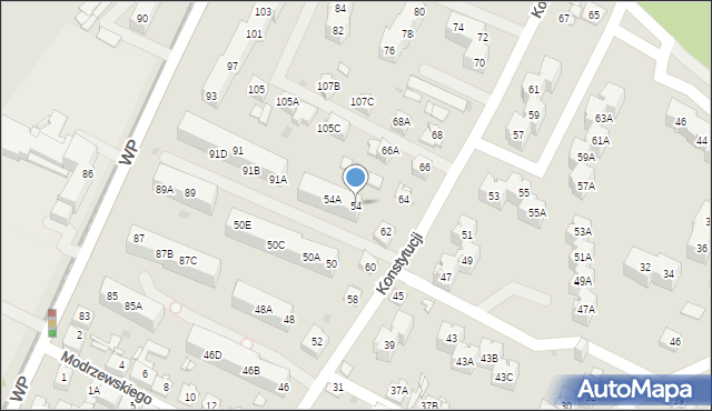 Sosnowiec, Konstytucji, 54, mapa Sosnowca