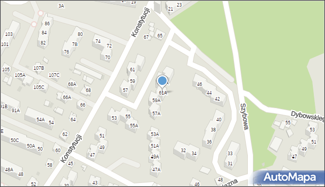 Sosnowiec, Konstytucji, 61A, mapa Sosnowca