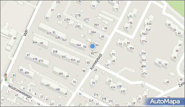 Sosnowiec, Konstytucji, 62, mapa Sosnowca
