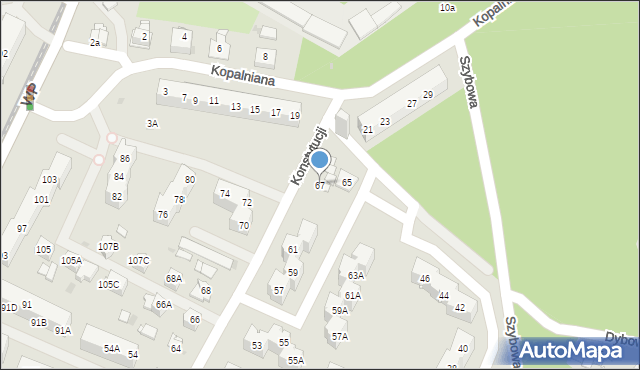 Sosnowiec, Konstytucji, 67, mapa Sosnowca