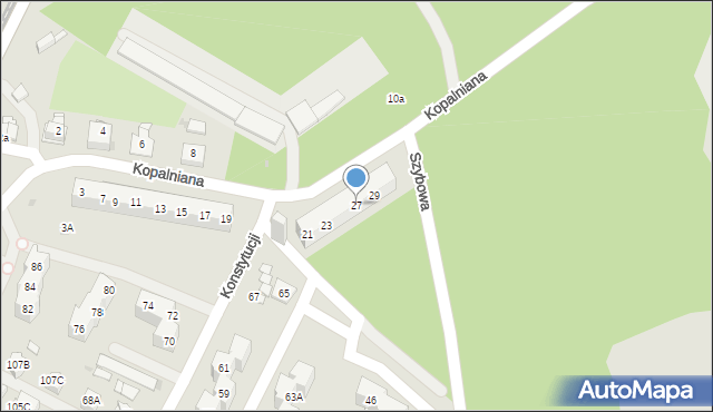 Sosnowiec, Kopalniana, 27, mapa Sosnowca