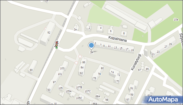 Sosnowiec, Kopalniana, 3A, mapa Sosnowca