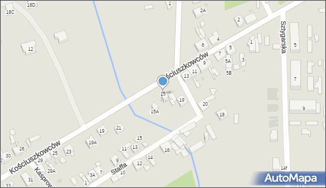 Sosnowiec, Kościuszkowców, 15, mapa Sosnowca