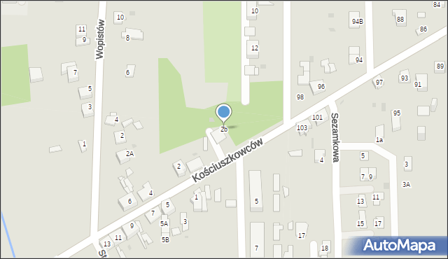 Sosnowiec, Kościuszkowców, 2b, mapa Sosnowca