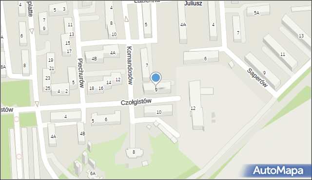 Sosnowiec, Komandosów, 9, mapa Sosnowca