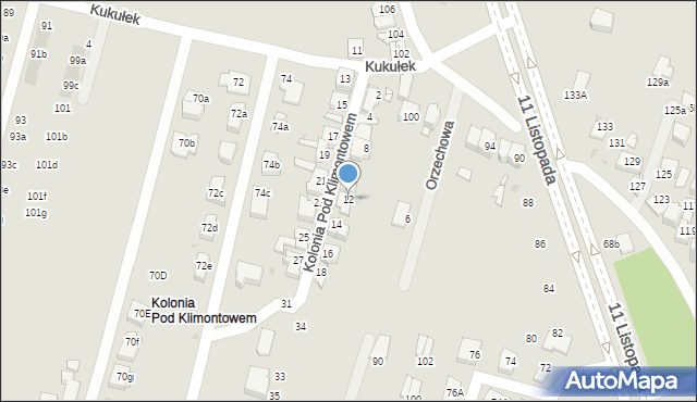 Sosnowiec, Kolonia Pod Klimontowem, 12, mapa Sosnowca