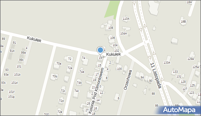 Sosnowiec, Kolonia Pod Klimontowem, 13, mapa Sosnowca