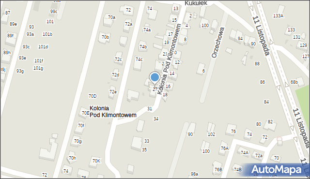 Sosnowiec, Kolonia Pod Klimontowem, 27, mapa Sosnowca