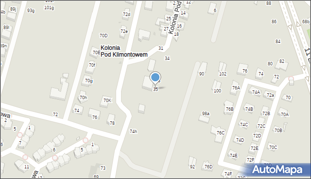Sosnowiec, Kolonia Pod Klimontowem, 35, mapa Sosnowca